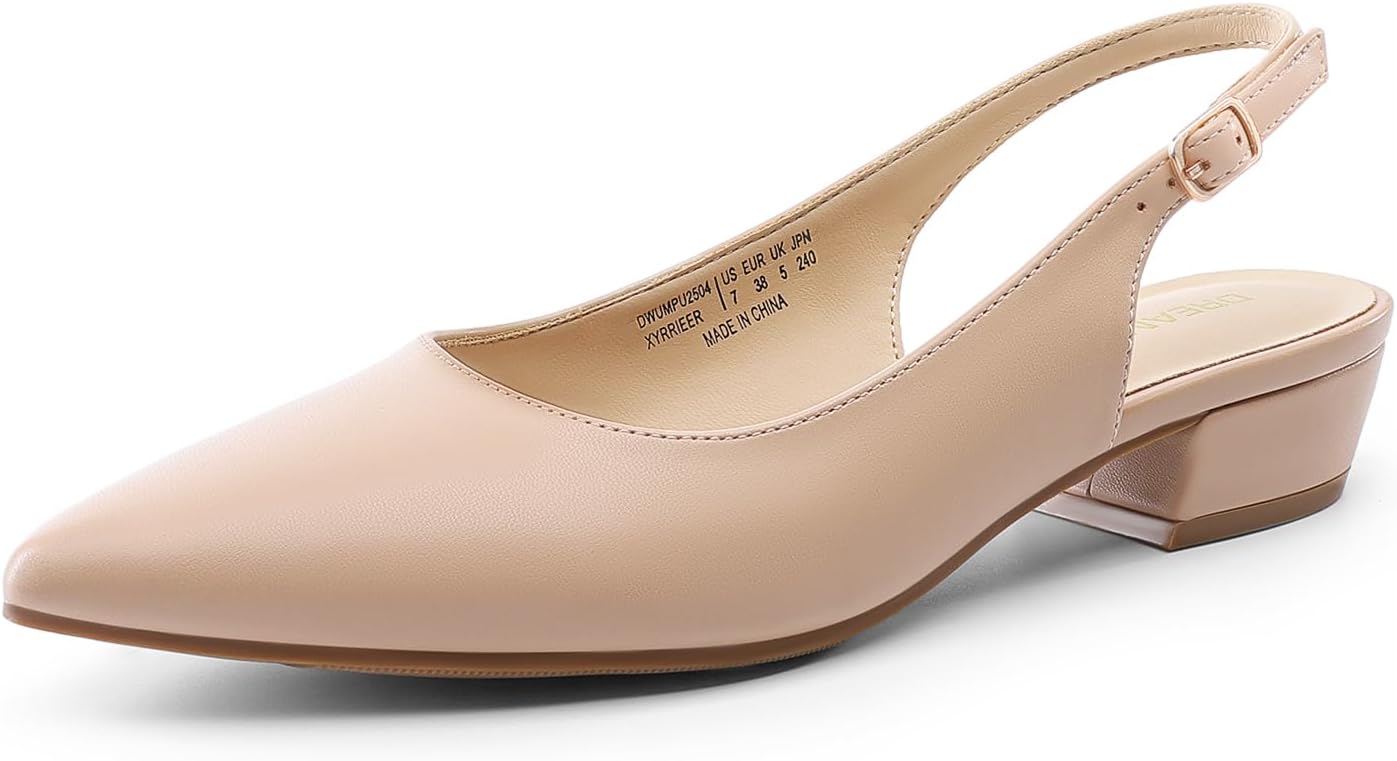 DREAM PAIRS Kitten Slingback Low Block Heels for Women