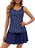 Two-Piece Tankini Swimsuit Tummy Control Tankini Top with Swim Skirt