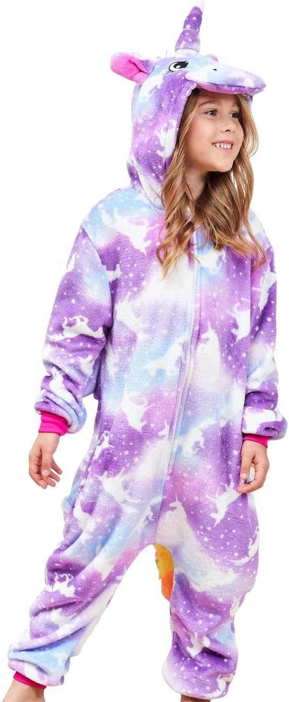 Girls Unicorn Onesie Hooded Animal Costume for Fun and Play