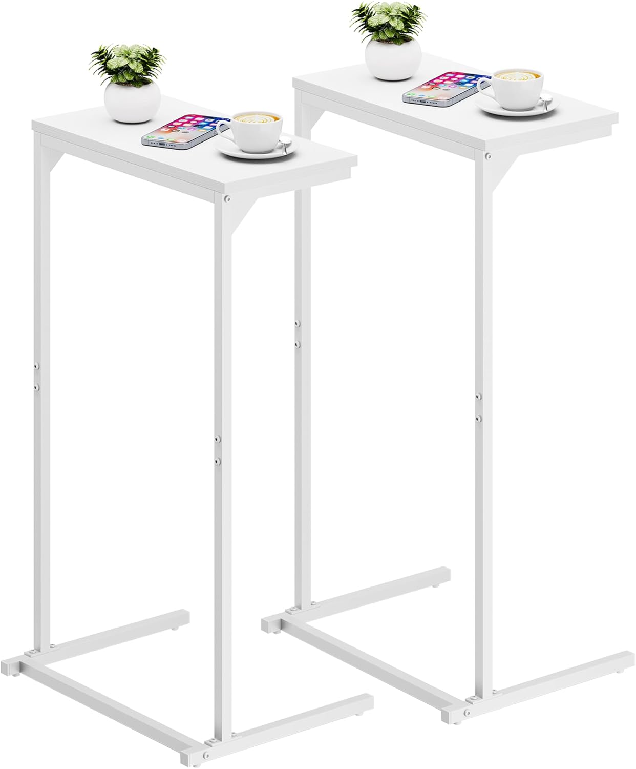 C Shaped End Table Set of 2 for Living Room and Bedroom