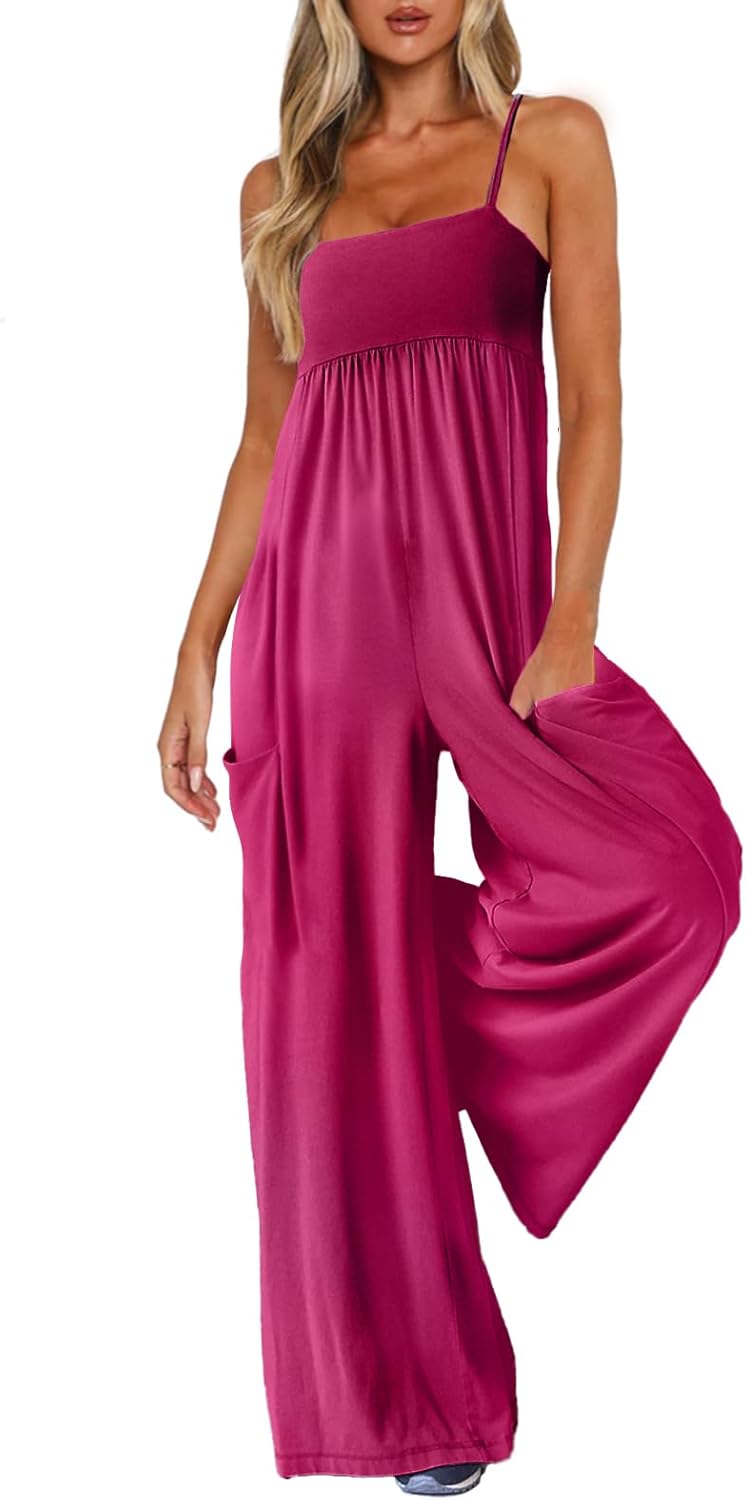 Stylish Spaghetti Strap Wide Leg Jumpsuits for Women Summer