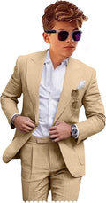 Boys Linen 2-Piece Summer Beach Wedding Suit - Lightweight Tailored