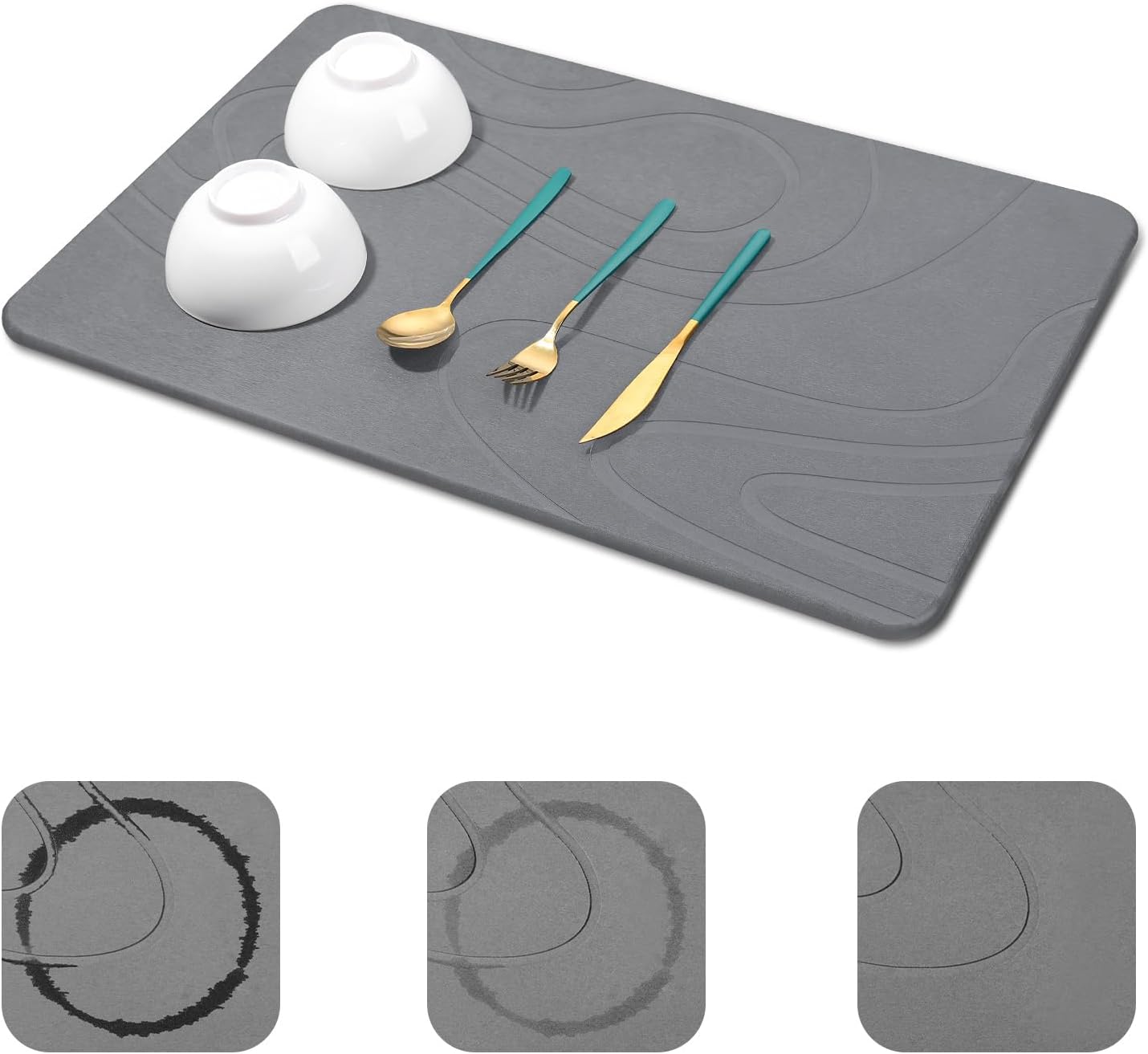 Large Stone Drying Mat for Kitchen Counter - Quick Drying Pad