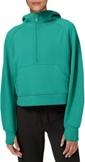 LASLULU Womens Fleece Lined Hooded Pullover Crop - Warm, Lightweight