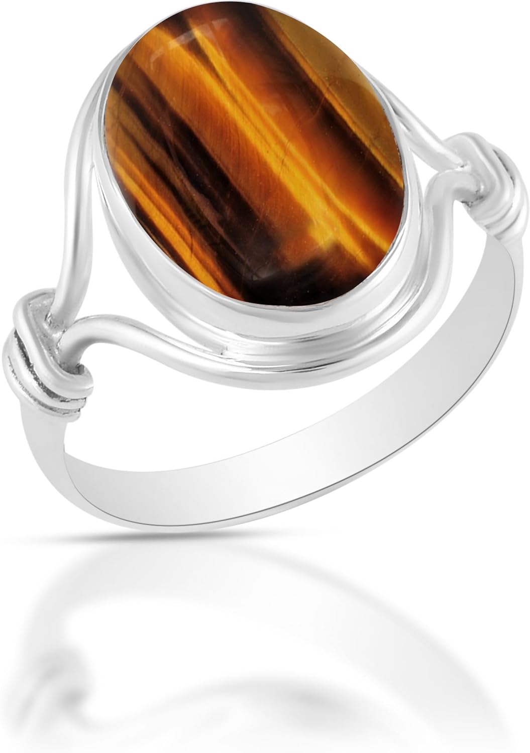 Solid 925 Sterling Silver Ring with Tiger's Eye Gemstone Elegance
