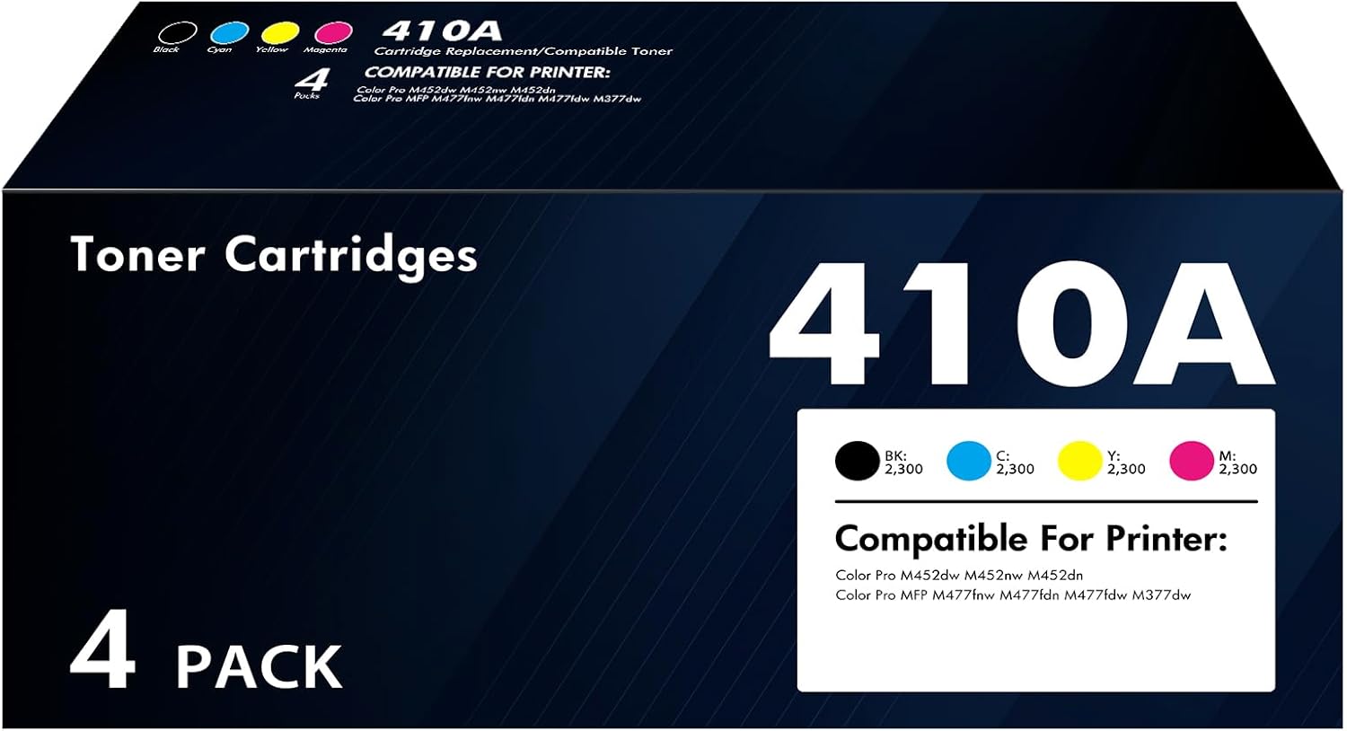 410A Toner Cartridge 4 Pack for HP Color Pro MFP Printers