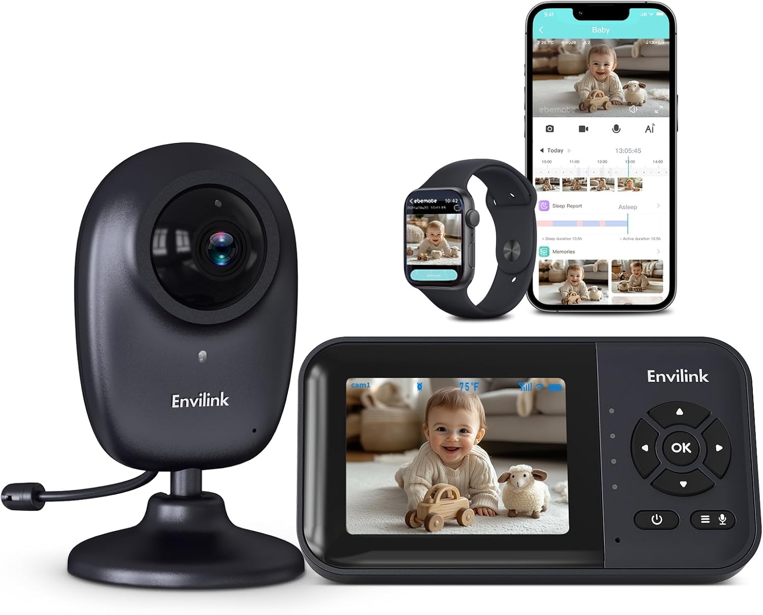 Smart Video Baby Monitor with 2.8in Display and 1080p Camera