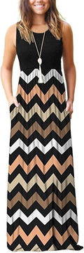 Women's Summer Sleeveless Loose Maxi Dress with Pockets (Style RV3K)