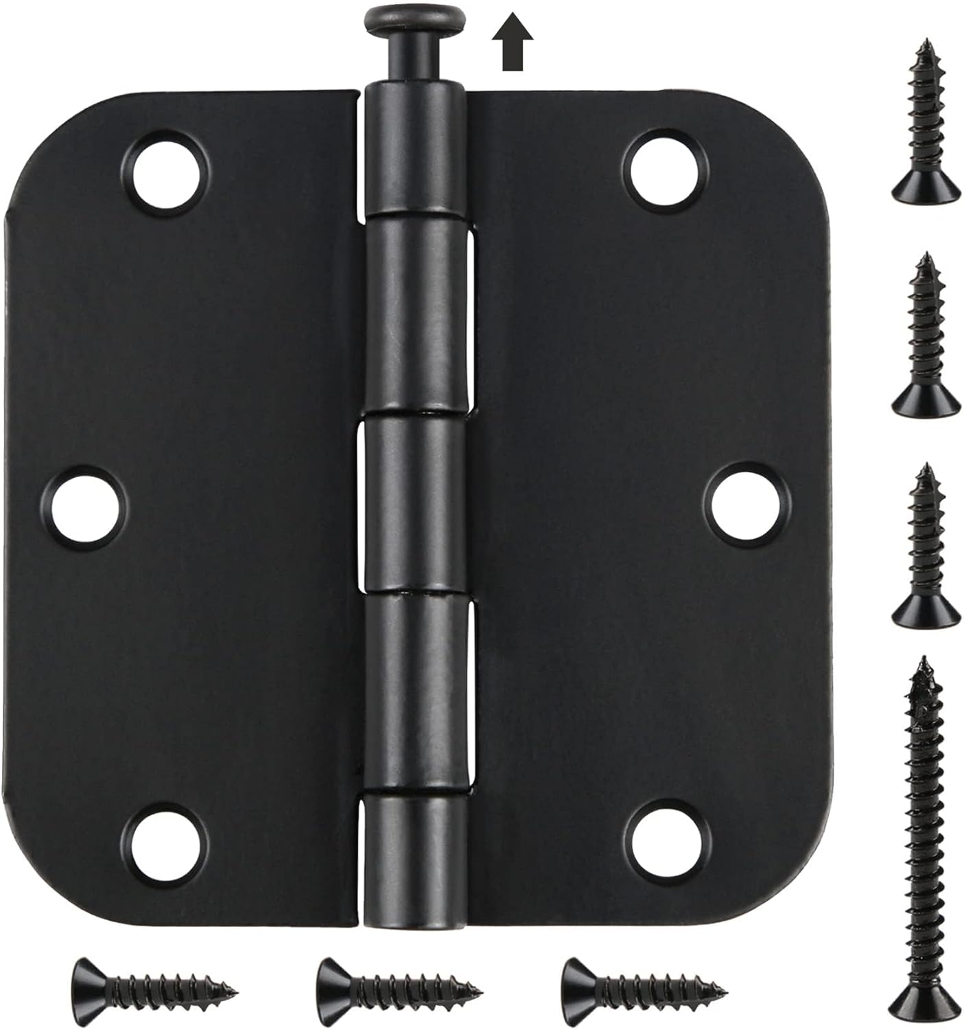 30 Pack Rounded Matte Black Door Hinges for Interior Doors