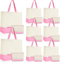 Canvas Tote Bags Bulk with Zipper Cosmetic Pouch - Reusable 18.5in Set