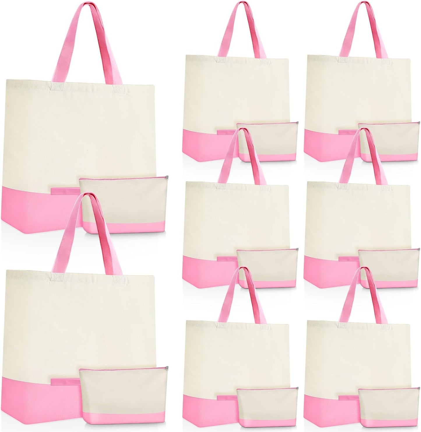 Sanwuta Canvas Tote Bags Bulk with Zipper Cosmetic Pouch