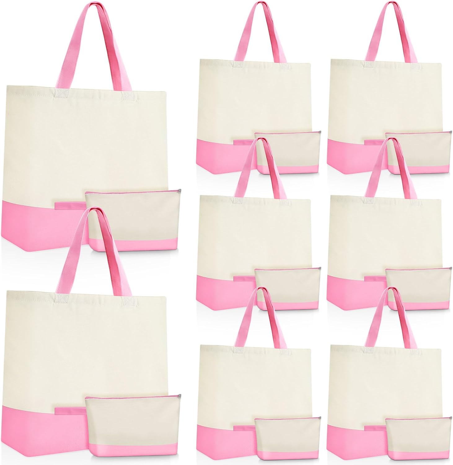 Sanwuta Canvas Tote Bags Bulk with Zipper Cosmetic Pouch