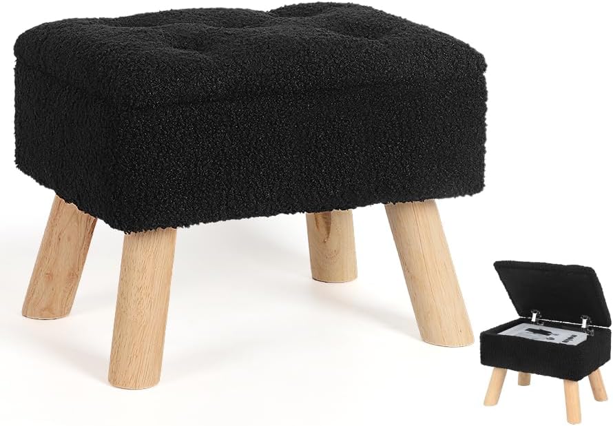 Storage Ottoman with Padded Seat for Living Room and Bedroom