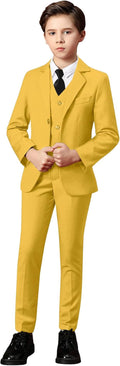 Boys Yellow Tuxedo Suit Set Size 7 - Slim Fit Formalwear