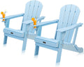VINGLI Plastic Adirondack Chairs Set of 2 - Folding Outdoor Comfort