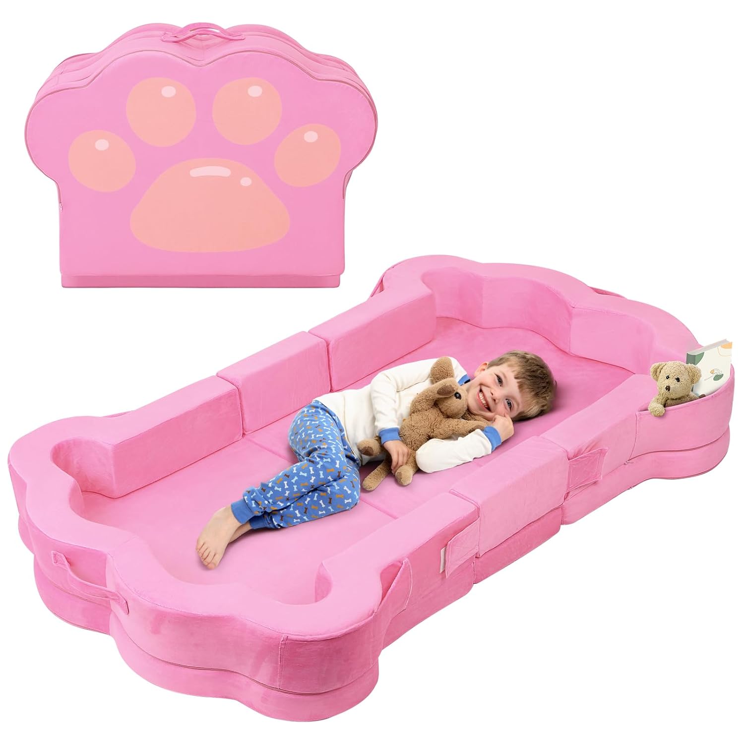 Foldable Portable Toddler Travel Bed for Kids - Soft & Safe
