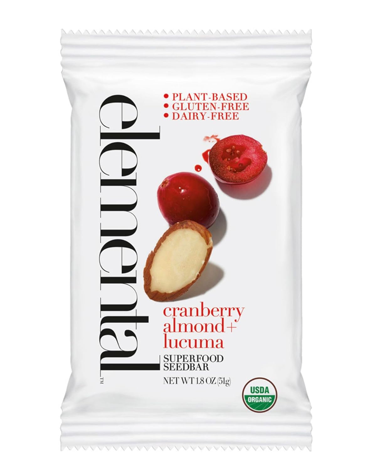 Elemental Superfood Seedbars: Organic Cranberry Almond Snack Pack
