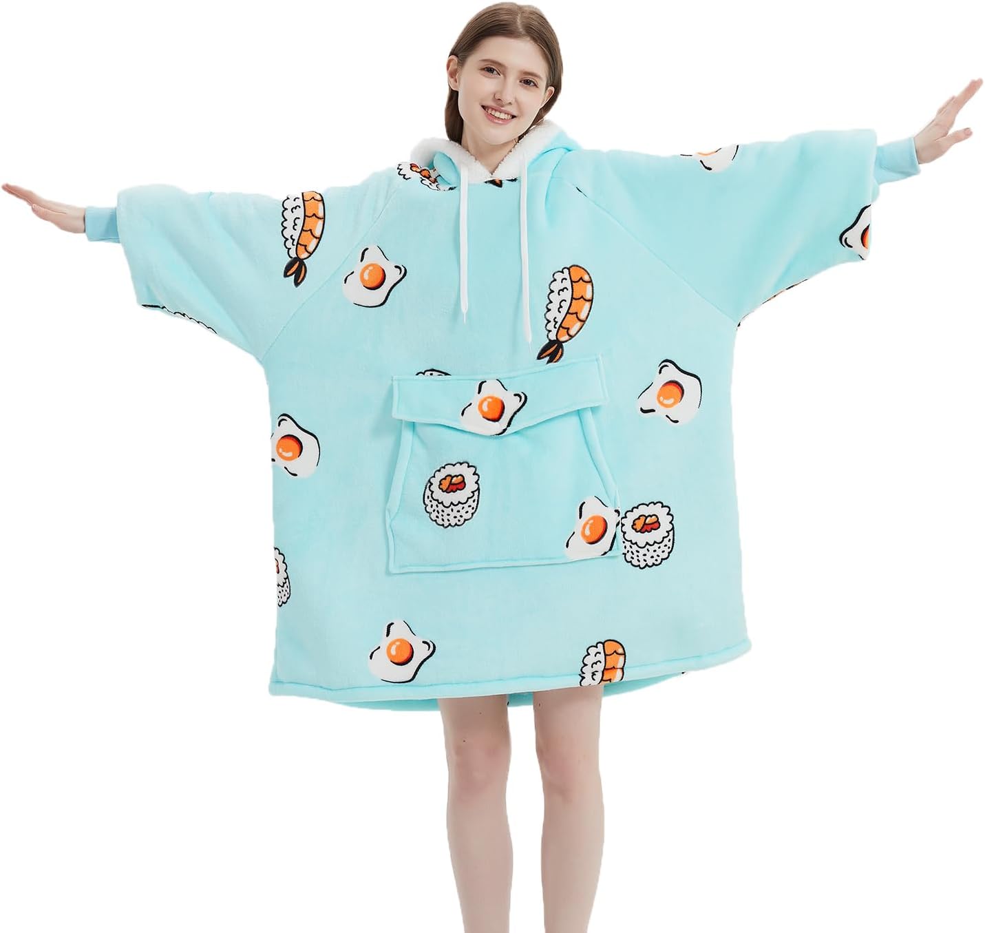 Qeils Wearable Blanket Hoodie for Women, Comfy Sherpa Sweatshirt