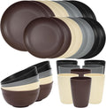 Quatish 32 Piece Plates and Bowls Set for 8 - Lightweight Unbreakable
