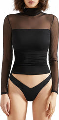 SUUKSESS Double Line Mesh Crop Top for Women - Trendy Fashion Piece