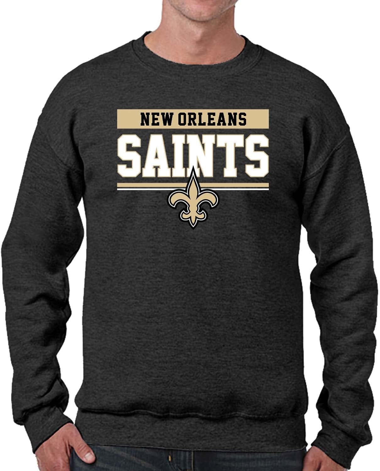 New Orleans Saints Charcoal Crewneck Sweatshirt for Fans