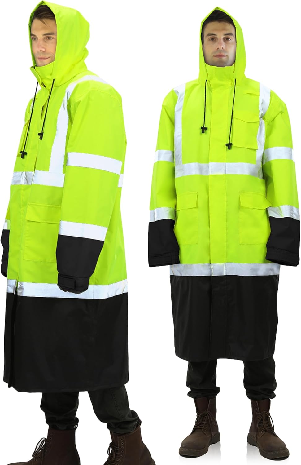 High Visibility Safety Rain Coats for Men - Lightweight Waterproof