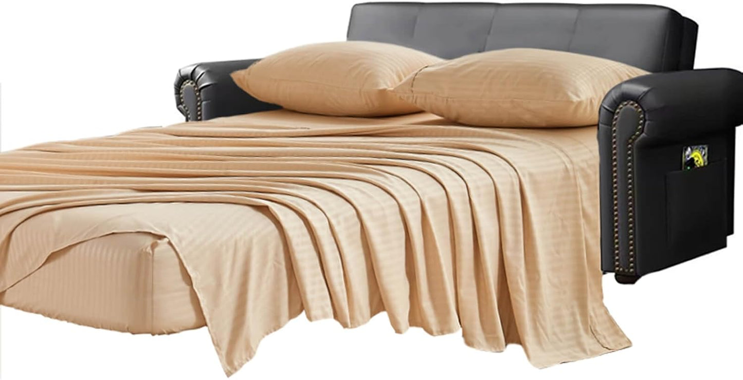 Kingnex Striped Sofa Bed Sheets Queen Set for Comfort and Style