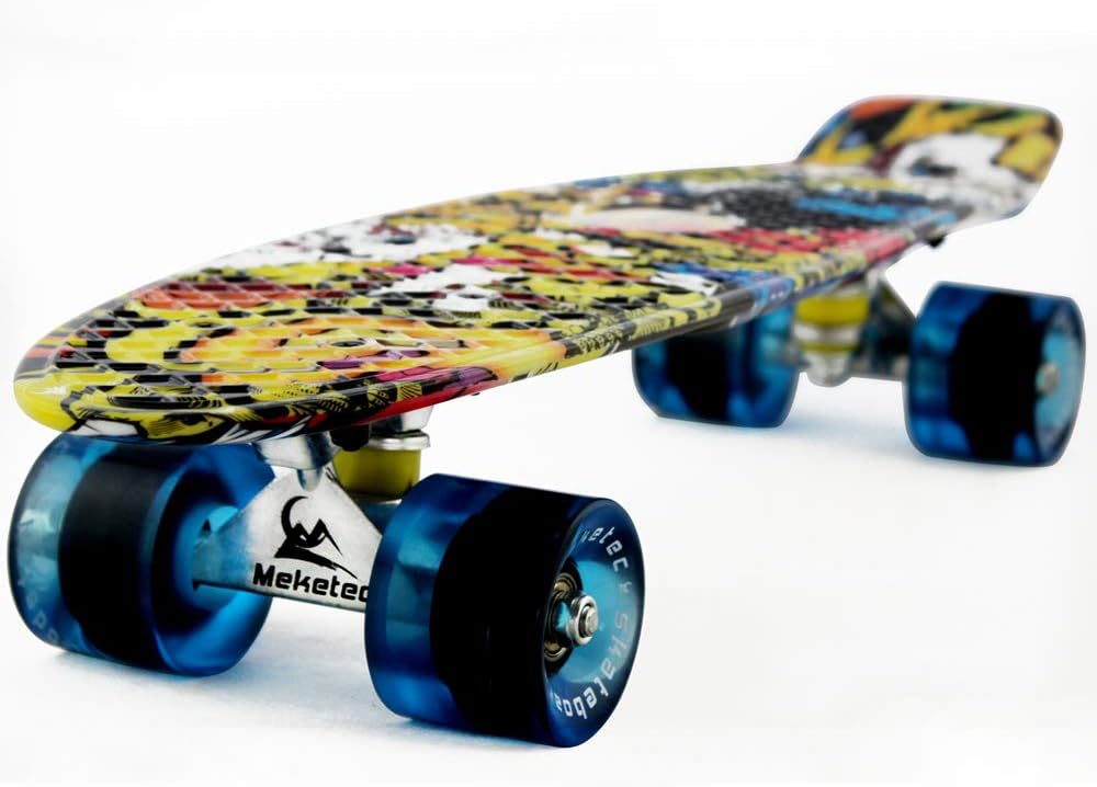 Meketec 22 Inch Mini Cruiser Skateboard for Kids and Beginners