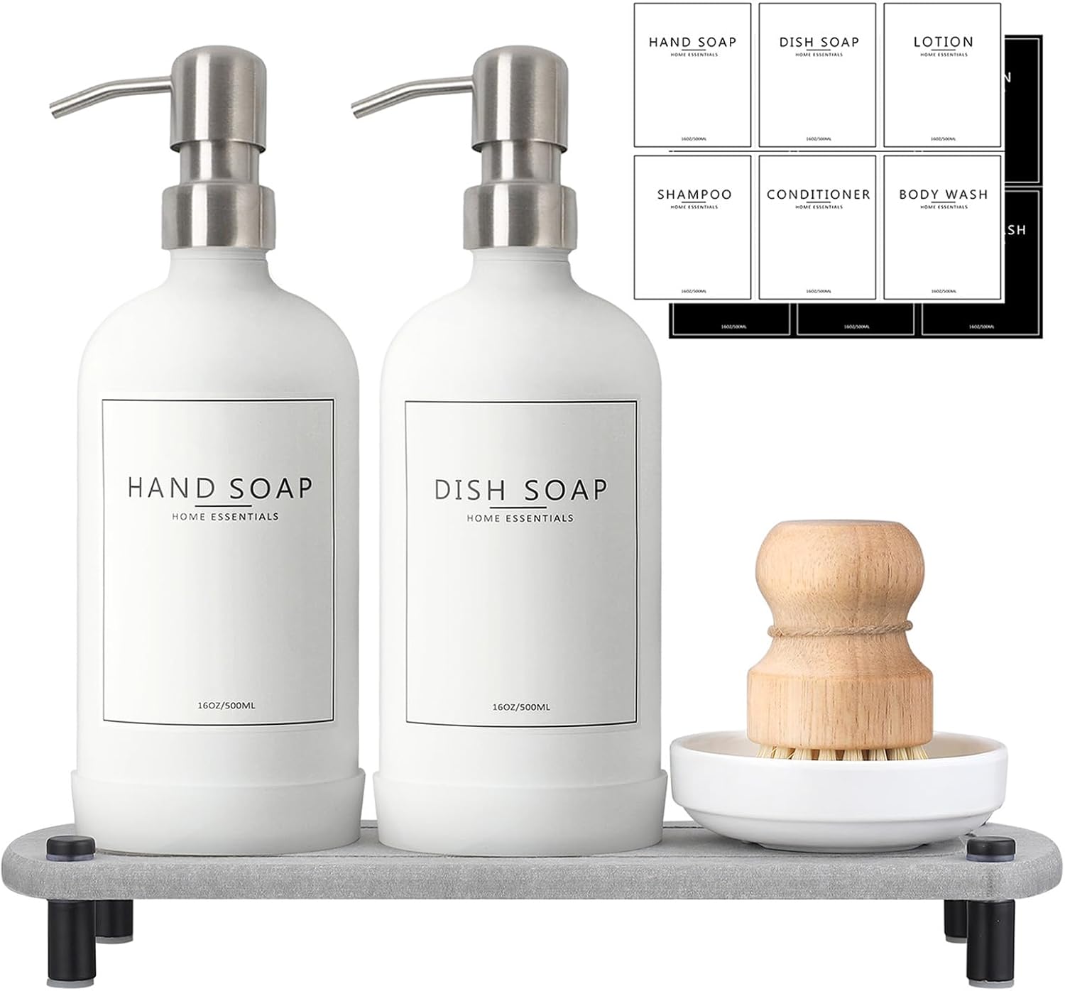Kitchen Soap Dispenser Set with Instant Dry Tray for Elegance