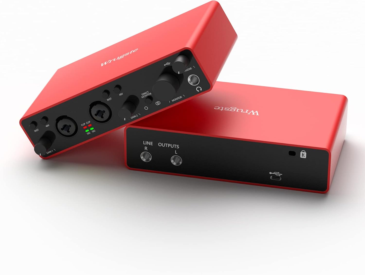 Wrugste Audio Interface for Recording and Streaming with 48V Power
