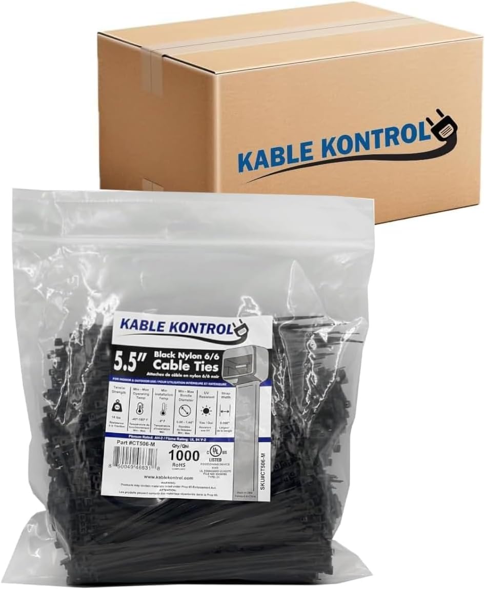 Kable Kontrol 5.5 Inch Black Cable Zip Ties for All Uses
