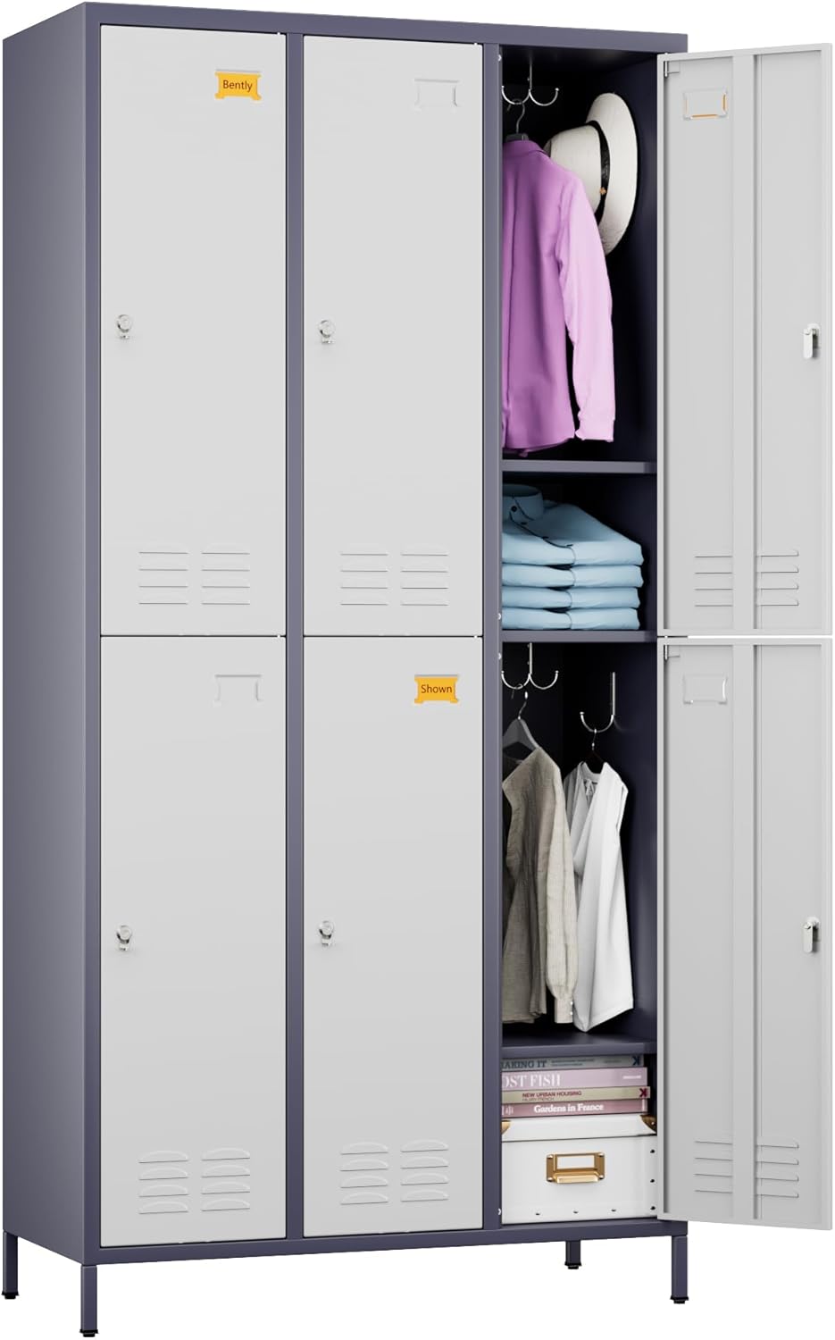 6 Doors Metal Locker for Employees with Hooks and Card Holder