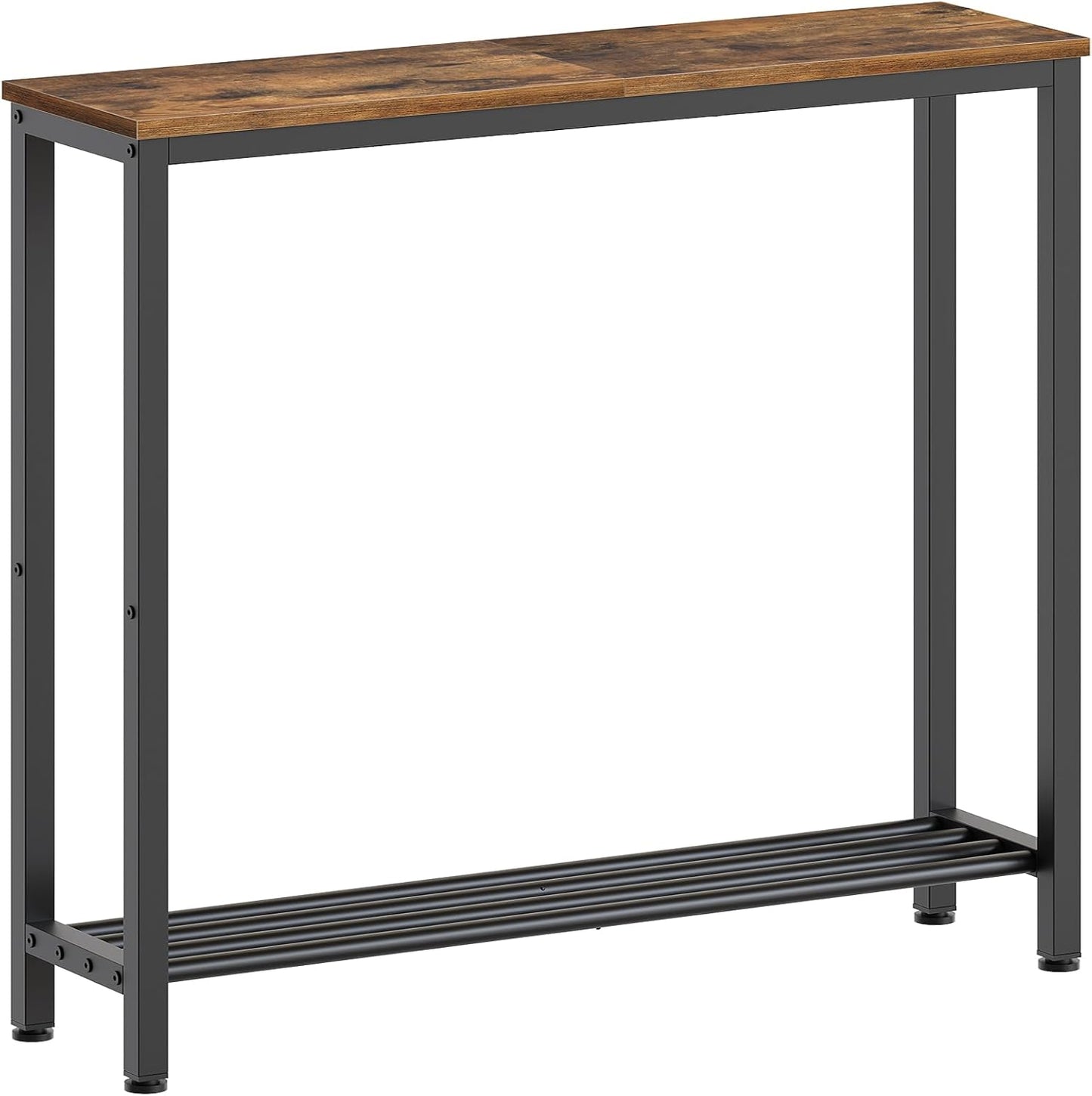 Narrow Console Table for Small Spaces - Rustic Brown and Black