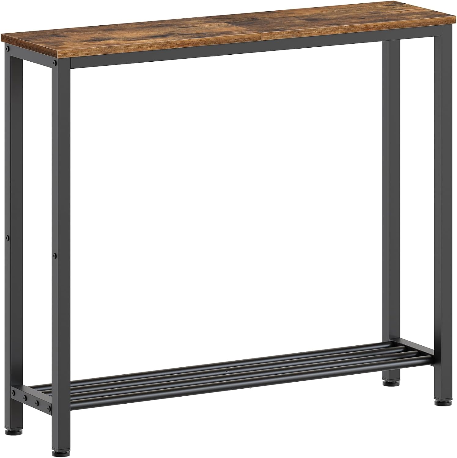 Narrow Console Table for Small Spaces - Rustic Brown and Black