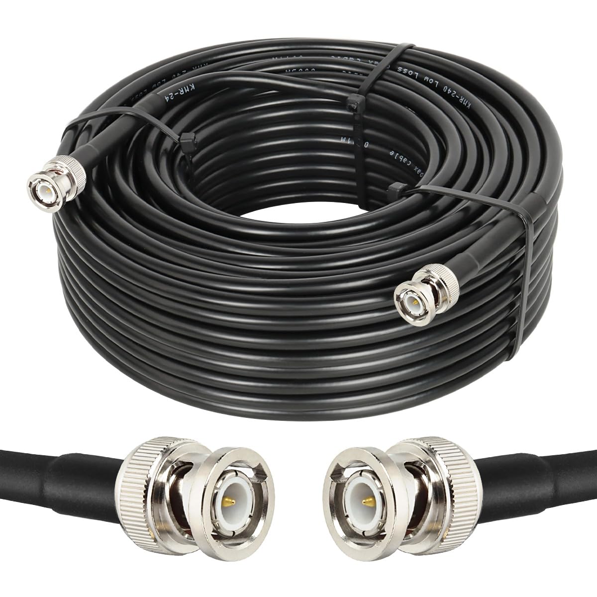 BNC Cable 100ft Low Loss KMR240 for Antennas and RF Radios