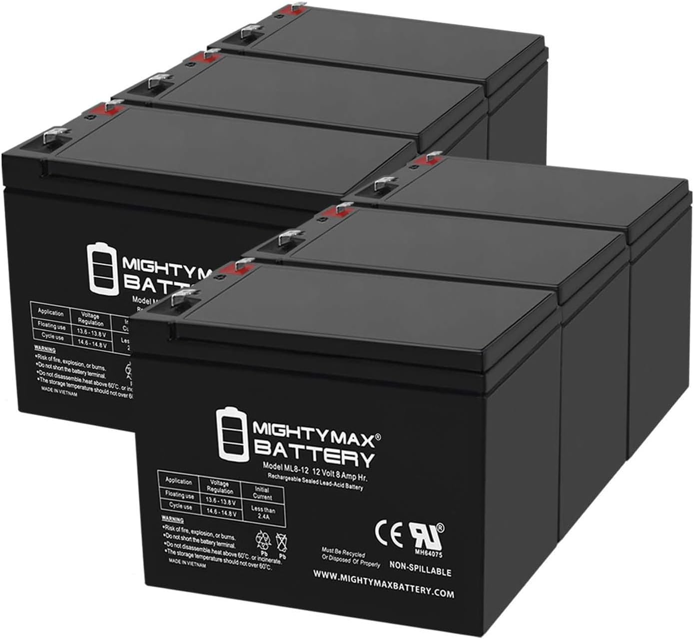 Mighty Max Battery ML8-12 SLA 12V 8AH Rechargeable Battery Pack