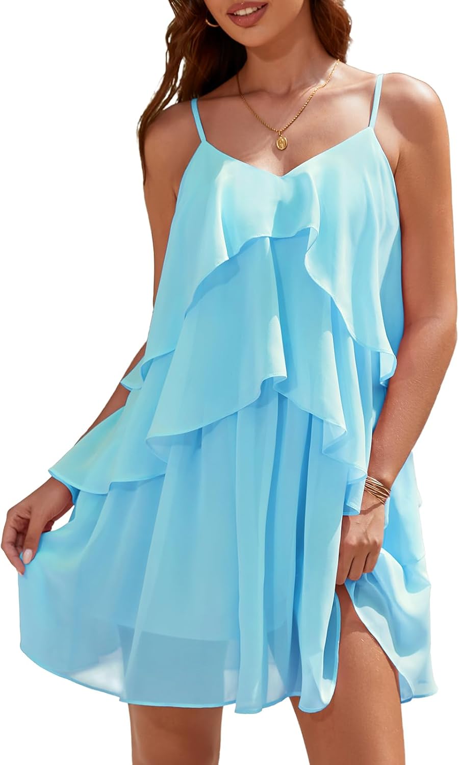 DRESSTELLS Women's Cocktail Ruffle Tiered Dress for Events