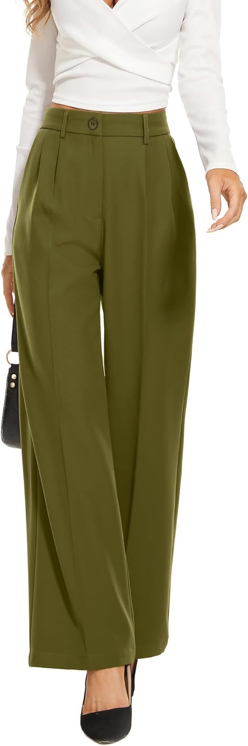 Wide Leg Pants for Women - High Elastic Waist Business Trousers