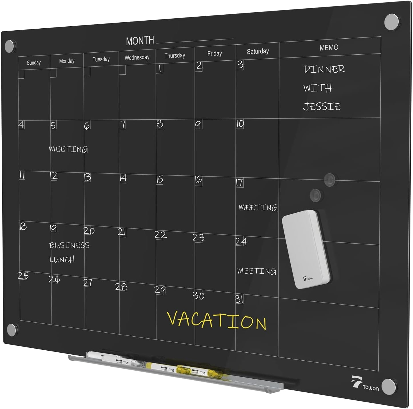 47 x 35 Inch Glass Dry Erase Board for Office and Home Use