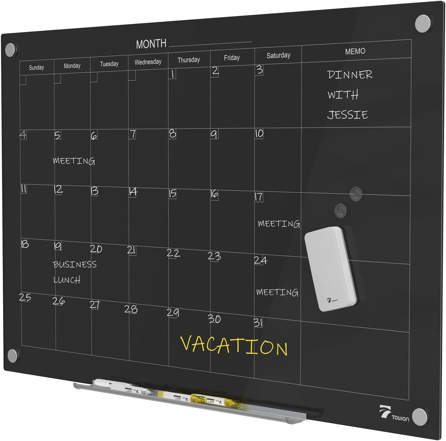 47 x 35 Inch Glass Dry Erase Board for Office and Home Use