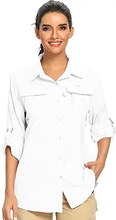Women's UPF 50+ UV Sun Protection Safari Shirt for Outdoor Activities