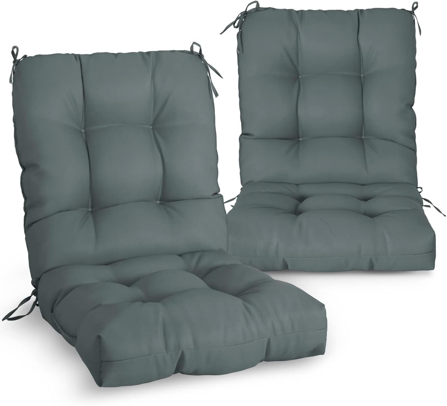EAGLE PEAK Tufted Outdoor Indoor Chair Cushions Set of 2 Gray