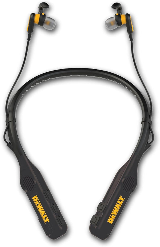 DEWALT 2-in-1 Neckband Bluetooth Headphones - 60+ Hrs Hands-Free Music