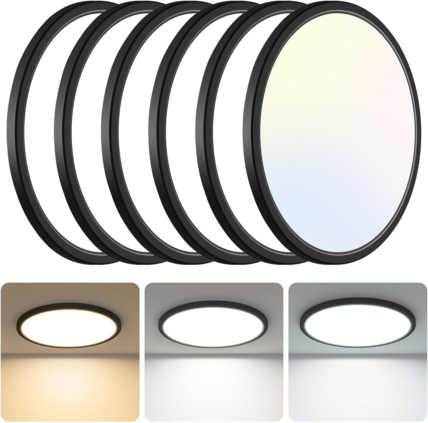 Ultra-Slim 13 Inch Black Flush Mount Ceiling Light Fixture