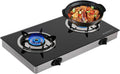 2-Burner Propane Gas Cooktop Tempered Glass - Compact Outdoor RV Stove