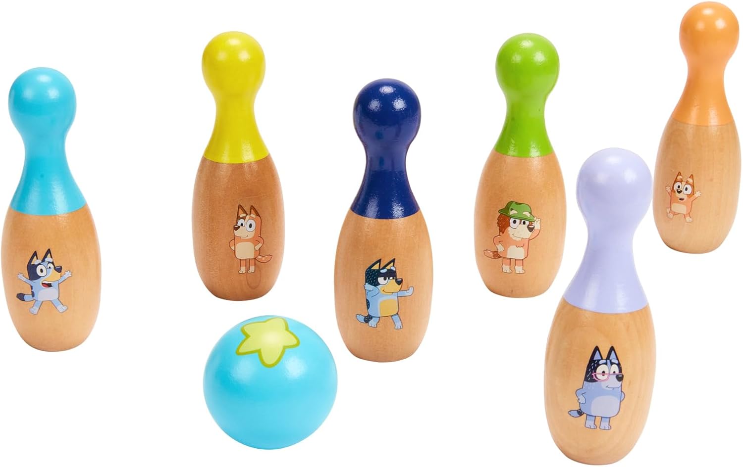 Bluey Wooden Bowling Set - Fun Indoors & Outdoors!