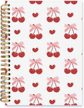 Cute Cherry Bow Notebook Coquette Red Lined Spiral Notebook - Compact