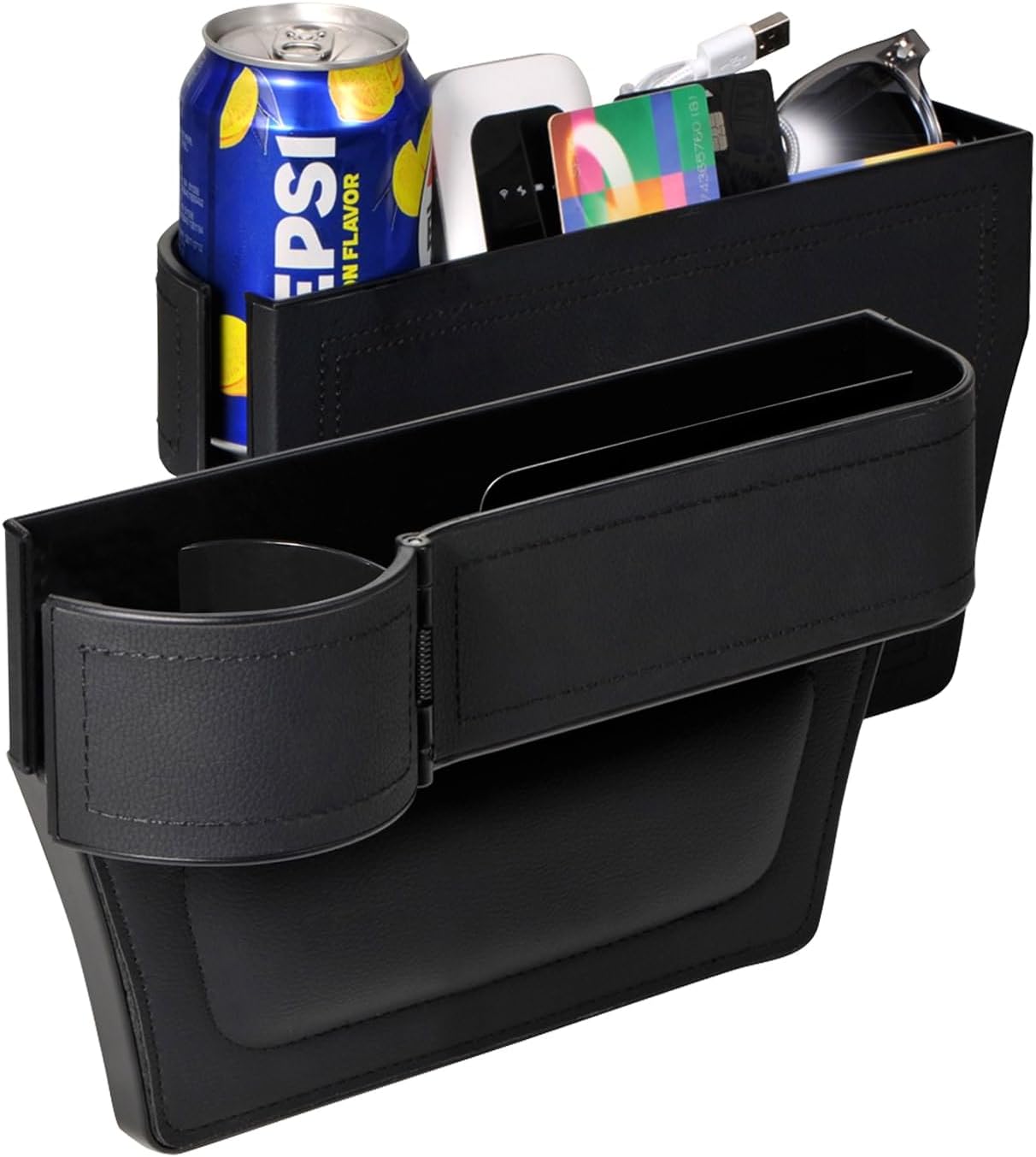 Hiseanllo 2 Pack Car Seat Organizer - Gap Filler & Cup Holder!