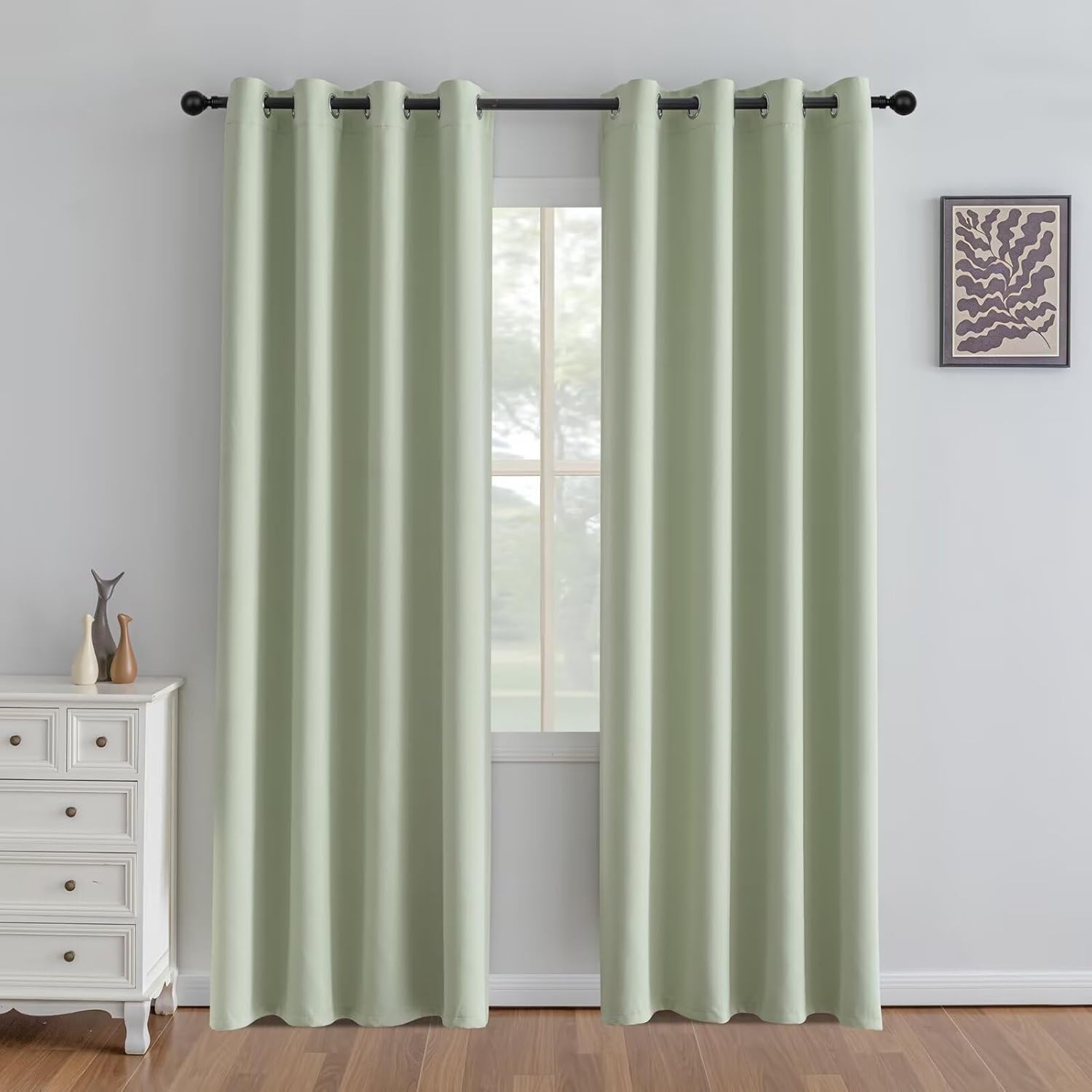 Sage Green Curtains 84 Inch Length for Living Room and Bedroom