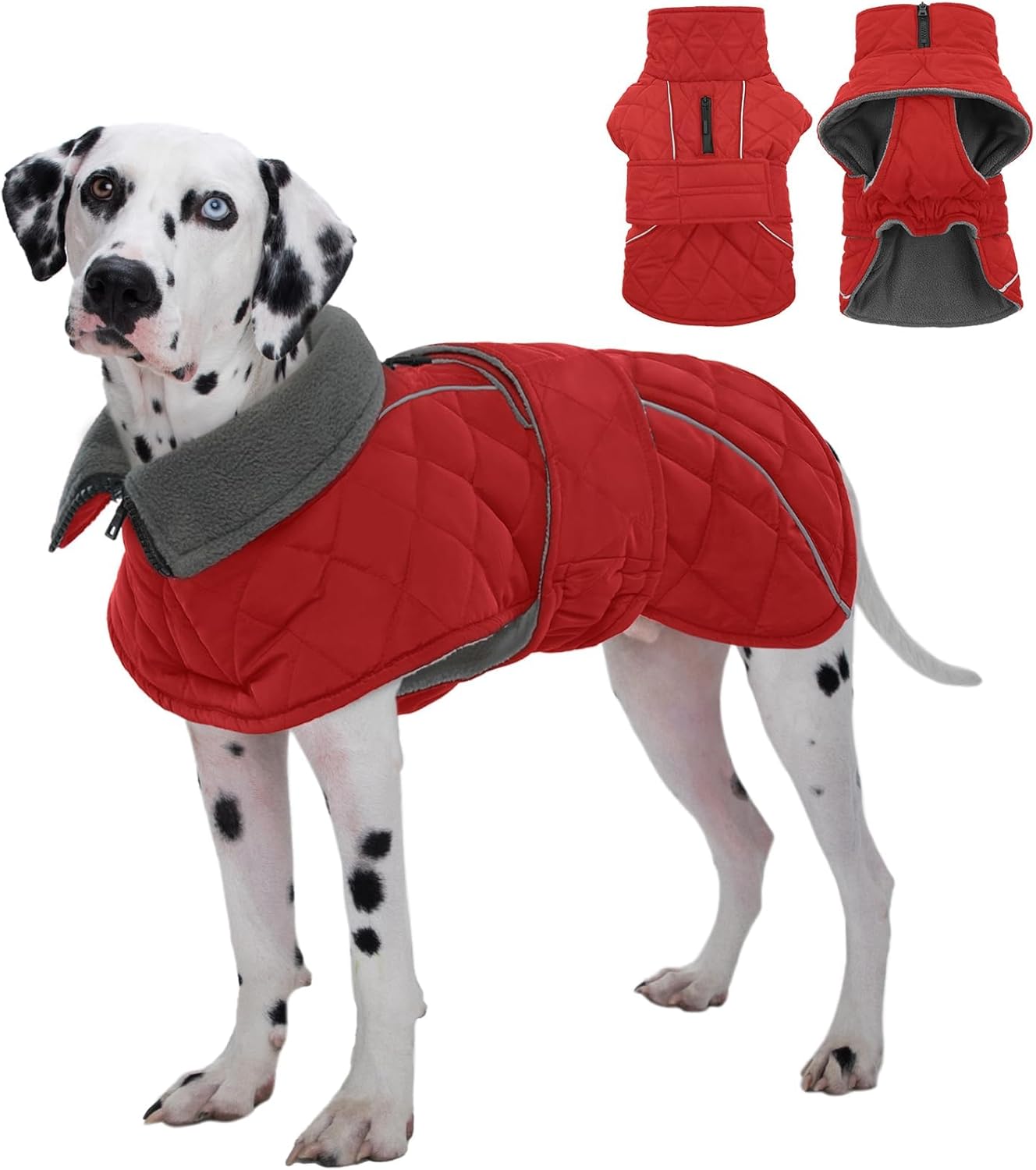 Kuoser Super-Warm Dog Jacket for Extra Large Dogs in Red